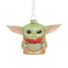 Star Wars The Mandalorian Grogu Blown Glass Hanging Ornament
